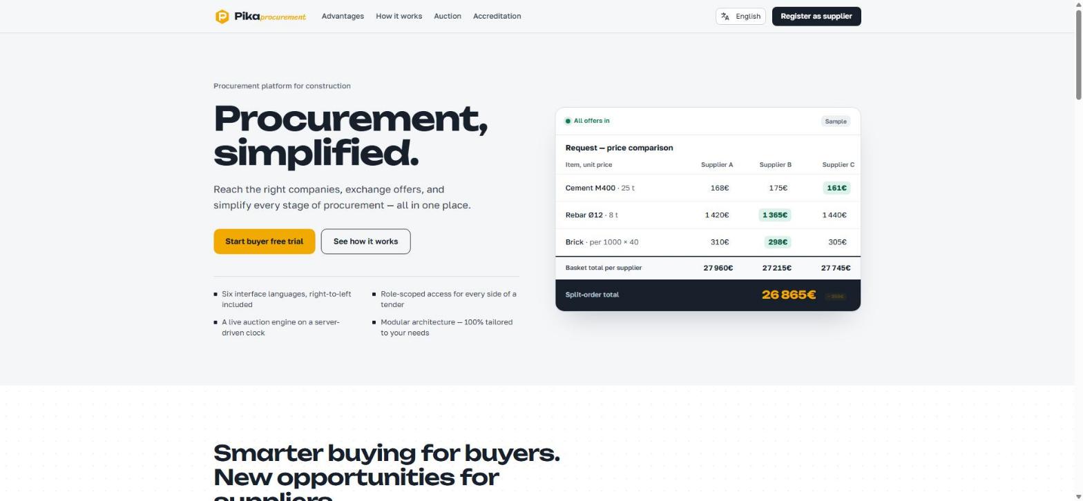 PIKA — supplier price comparison screen